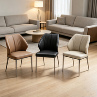 Chaise de salle à manger moderne et minimaliste en cuir PU avec pieds en métal, chaise de bar durable et portable pour la maison, la cuisine et la salle à manger