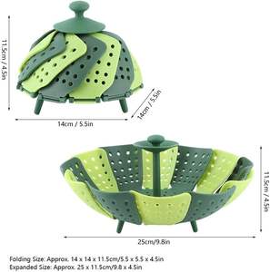 Panier vapeur pliable multifonctionnel en silicone pour légumes, personnalisable avec logo, pour cuisine domestique, en plastique portable - Product Image 5