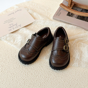 Scarpe in Pelle Brogue Stile Britannico per Bambini Primavera Autunno 2026 Nuove con Fibbia Metallica alla Moda e Suola in Tendine di Manzo - Product Image 3