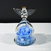 Rose éternelle petit ange couvercle en verre ornement Qixi Festival et cadeau de la Saint-Valentin-pour Noël nouvel an