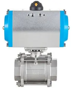 1 Inch 3 Pcs 2 Way 1000 Wog Stainless Steel 304 Actuated Air Control Ball Valve With Limit Switch Pneumatic Ball Valve