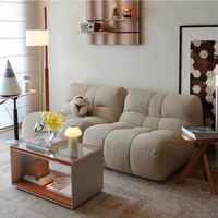 Stoff-Sitzsack-Sofa im Französischen Creme-Stil, Modulares Sofa für Kleine und Große Räume, Kreatives Bewegliches Modulares Würfelsofa