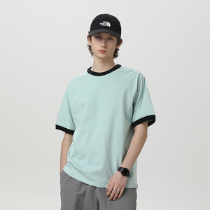 Camiseta <span class=keywords><strong>de</strong></span> Verano para Hombre, Nueva, con Cuello en Contraste, Diseño <span class=keywords><strong>de</strong></span> Parches, Cuello Redondo, Manga Corta, Estilo Moderno, Minimalista, Versátil, Corte Regular, Estilo Cropped - Product Image 6