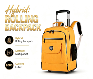 Sac à dos à roulettes personnalisé en polyester grande capacité pour <span class=keywords><strong>enfants</strong></span>, cartable étanche pour garçons et filles - Product Image 1
