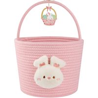 Panier de Pâques personnalisé avec poignée, forme ovale, lapin, corde tressée, cadeau vide, œufs, panier de chasse au trésor pour bébé, en bois