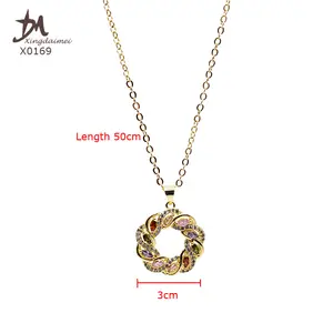 X0169 Wholesale Colorful Zircon Pendant High Quality 18K Gold Plated Fashion Charm Jewellery Necklace