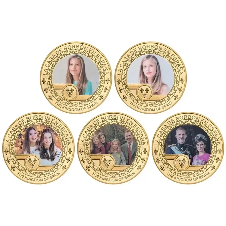 Aangepaste Spaanse Koninklijke Prinses Vergulde Badges Ambachtelijke Herdenkingsmunten Metalen Munten