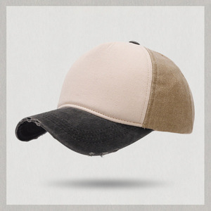 Baseball Cap Color Blocked Washed Denim Cotton Breathable Unisex Sunshade Hat - Product Image 3