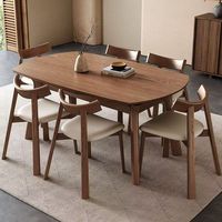 Table à manger extensible en bois massif de style mid-century, table 2-en-1 ronde à carrée pour petite salle à manger