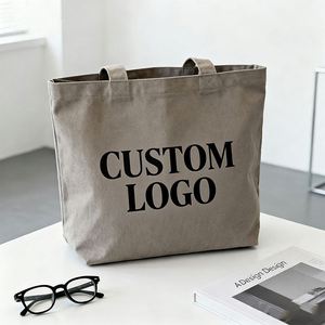 Custom Eco-Friendly Cartoon Print Zipper Shopping Fashion Plain Canvas Bag Handles Letter Pattern Style Custom Logo Option - Product Image 2
