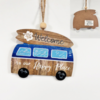 Plaque murale décorative de Noël en bois imprimée UV, motif planche de surf, pour la maison et la plage, écologique