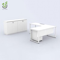 Bureau de direction IULTRA durable, moderne et luxueux en forme de L, table de bureau pour PDG avec des caractéristiques résistantes à l'eau et écologiques, style unique