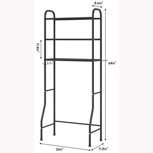 Meuble de rangement moderne sur pied en bambou naturel universel pour salle de bain, à placer au-dessus des toilettes, avec étagère d'organisation et <span class=keywords><strong>fixation</strong></span> anti-basculement - Product Image 2