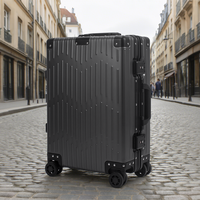 Valise classique à ouverture frontale en aluminium avec cadre entièrement métallique, poignée latérale à ressort lent, serrure à code TSA, roues silencieuses, bagage de voyage