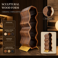 Range-bouteilles 3D en bois courbé, durable et écologique, support ondulé pour bouteilles, présentoir de table en bambou, organisateur de bar nordique moderne pour la maison