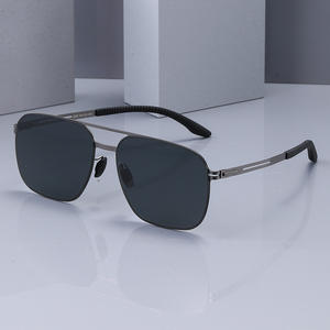 Lunettes de soleil polarisées carrées personnalisées pour hommes, UV400, double pont en métal, verres TAC, couleur noire, KS 3822 - Product Image 3