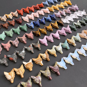 1.5 pollici misto cristallo di quarzo naturale Semi-preziosa pietra artigianato <span class=keywords><strong>lupo</strong></span> testa ciondolo per collana gioielli - Product Image 3