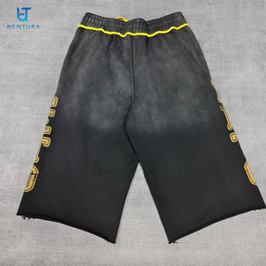 BENTURA Streetwear Manufacturer Men's 3/4 Jogger Sports Sweatpants Custom DTG Faded Raw Hem French Terry Baggy Sweat <strong>Shorts</strong> - Product Image 2