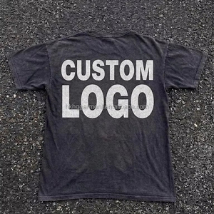 T-shirt homme vintage délavé et usé, personnalisé, en coton, de haute qualité, avec logo personnalisé imprimé à l'écran. - Product Image 1