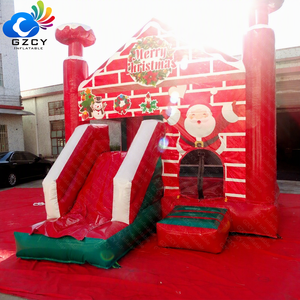 Castillo Inflable Navideño con Tobogán y Pared de Ladrillos para Niños, Alquiler para Fiestas y Eventos - Product Image 3