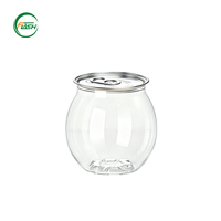 Bouteille de boisson en plastique transparente sans BPA, anti-fuite, en PET, facile à ouvrir, 250 ml, 500 ml, avec couvercle facile à ouvrir en aluminium