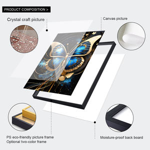 مجموعة فاخرة من 3 قطع عالية الجودة من لوحات جدارية بطباعة الفراشات الذهبية على البورسلين الكريستالي لتزيين غرفة المعيشة - Product Image 4