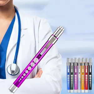 Stylo médical rouge à LED réutilisable avec calibre, pour infirmières et médecins, avec pince de poche, bon marché