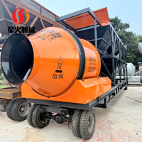 Centrale à béton mobile à tambour 50m³/h YHZM50-JZM1000, moteur mélangeur électrique 11kW*2, tractable, prête à l'emploi