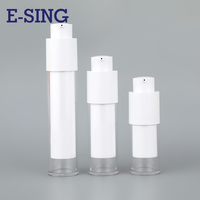 Flacons pompe cylindriques sans air 15ml/30ml/50ml en PP, coque épaissie anti-poussière pour sérum et shampoing de soin du visage