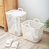 Panier de rangement multifonctionnel en plastique pour linge sale Kworld avec poignées découpées