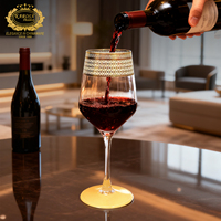 KAROSA Nouveauté Verre à whisky haut de gamme Verre à vin rond de qualité Carafe et verre à vin à pied Décoration dorée Design de luxe Ensemble