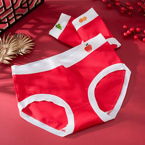 Culotte Hipster Grande Taille en Coton Rouge Uni pour Femme, Sans Coutures, Taille Moyenne, Anti-Bactérienne, Usage Quotidien - Product Image 3