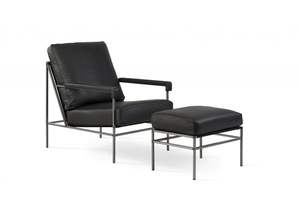 Round Accent Lounge Arm <strong>Rest</strong> Ottoman Massage Stainless Steel Genuine Leather Reclining <strong>Armchair</strong> Lounge Chair with Ottoman - Product Image 4