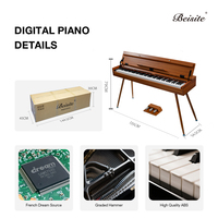 Piano numérique Beisite S-182-7 à 88 touches avec clavier lesté progressif, en bois, avec couvercle rabattable, USB-MIDI, instruments de musique