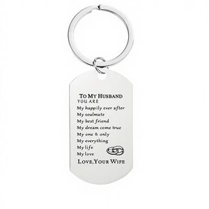 Basho Stainless Steel Custom for Letter Pendant <b>Keychain</b> with UV Printing Special Anniversary Gift for Couples - Product Image 4