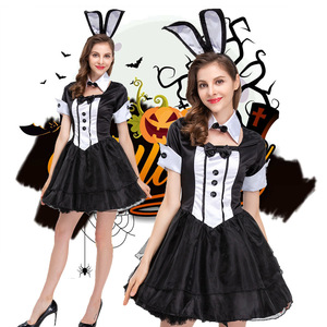 Black Fancy <b>Bunny</b> <b>Costume</b> <b>Women's</b> Cosplay Dress with Skirt Necklace Headpiece for Party Stage Performance Cross-Border Source - Product Image 1