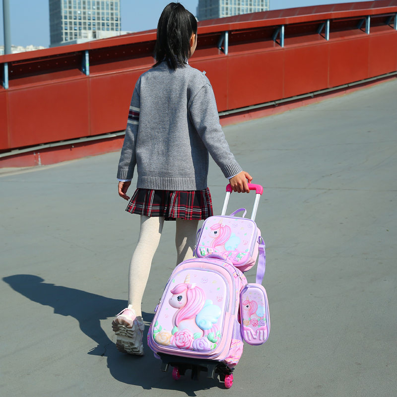 Ensemble de cartable scolaire avec trolley