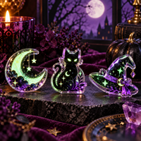 Broche personnalisée en acrylique phosphorescente pour Halloween, thème Lune, Château, Chauve-souris, transparente, cadeau de festival, OEM ODM