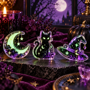 Custom Glow In The Dark Acrylic Halloween <b>Pin</b> <b>Badge</b> Moon Castle Bat Theme Transparent Brooch Festival Gift OEM ODM - Product Image 1