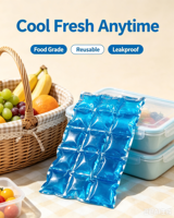 Glaçon réutilisable en gel rafraîchissant pour boîte à lunch, pique-nique, extérieur, stockage alimentaire – Couleurs personnalisables, soulagement de la douleur