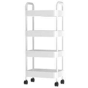 Chariot de rangement multi-niveaux avec roulettes pour cuisine, salle de bain, chambre à coucher, chariot mobile en plastique blanc et noir, différentes tailles - Product Image 4