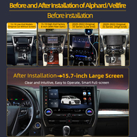 Écran tactile Android 15,7 pouces avec GPS DSP et CarPlay sans fil pour Alphard/Vellfire 2015-2022, navigation multimédia 8+128 Go