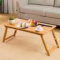 Houten Bamboe Laptop Bedlade Verstelbare Hijsbare Bamboe Laptoptafels Opvouwbare Laptop Bureau Met Lade