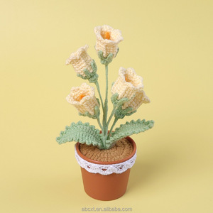 Flores artificiales Bellflower Planta en <span class=keywords><strong>maceta</strong></span> Punto a mano Crochet Lily of the Valley Lana - Product Image 2