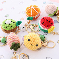 Haakwerk fruit sleutelhanger perzik citroen kiwi Pasen amigurumi tas accessoires handgemaakt haakwerk donut sleutelhanger
