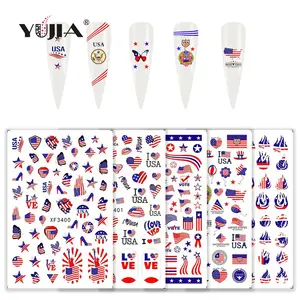 Nail art sicker factory cheap selling Fashion 8designs per set America national flag nail art sticker