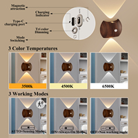 Lampes murales LED sans fil à détecteur de mouvement, magnétiques, pour la décoration de la maison intelligente, rechargeables par USB, lampes de chevet pour la chambre à coucher