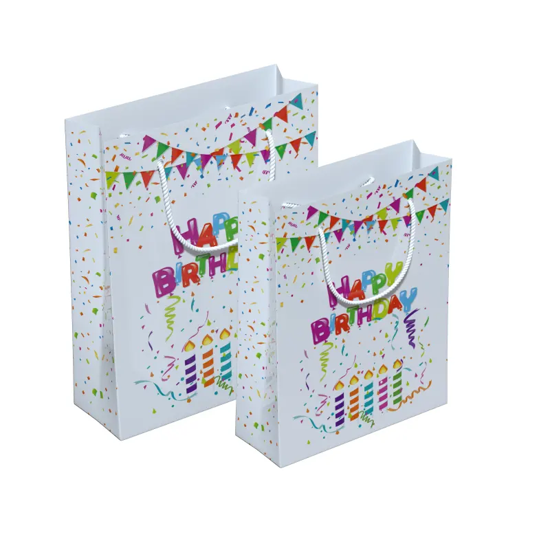 Borse da festa bianche per bambini di fascia alta per compleanni borsa regalo per bambini alla moda palloncino sacchetto di carta per lo Shopping