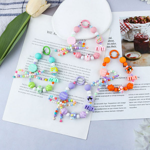 Ute acrílico pintado a mano cuenta Bowknot llavero colgante teléfono cadena bolsa portátil ornamento pequeño regalo - Product Image 2