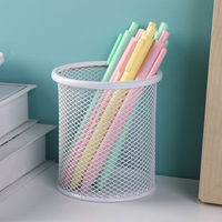 Porte-stylo en maille métallique, porte-crayons personnalisé en fil de fer, multicolore, rond ou carré, organisateur de papeterie de bureau pour le bureau et l'école